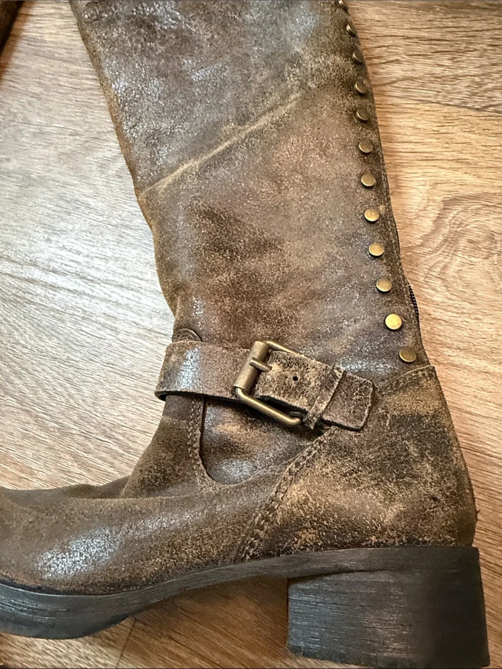 Tory Burch Distressed Brown Leather Riding Boots – Women’s Size 7.5